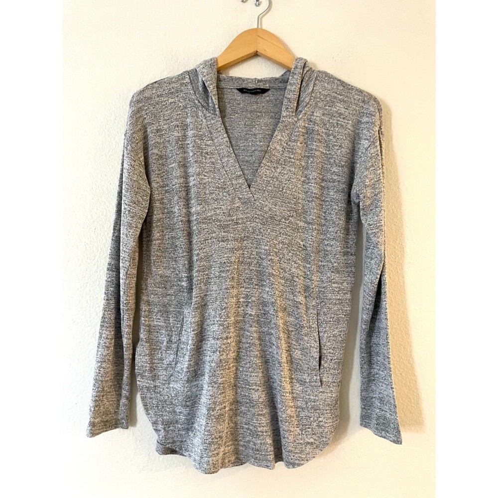 Banana Republic Women's Hooded Sweater Size XS Heather‎ Gray Pockets Pullover